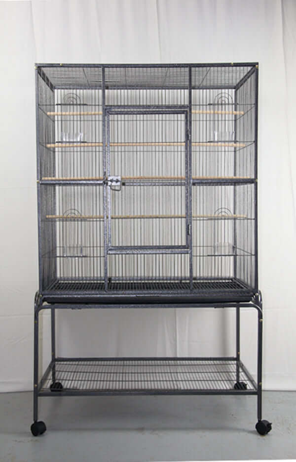 YES4PETS large bird cage with stand, suitable for parrots and budgies, featuring multiple perches and a removable tray.