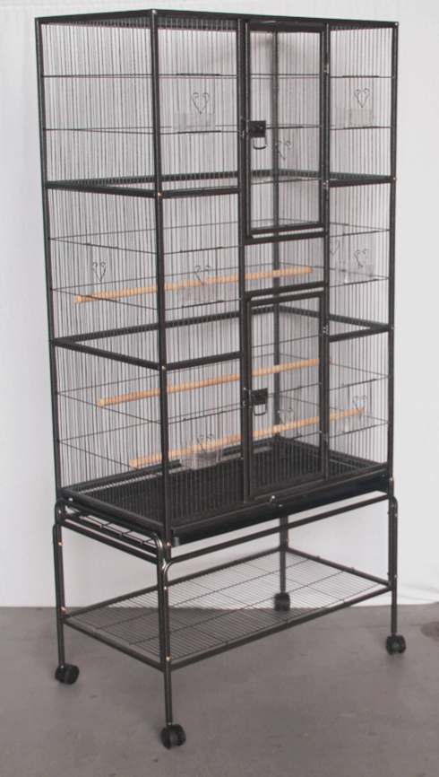 YES4PETS 174 cm bird cage for small birds with stand, featuring multiple perches and rolling castor wheels.