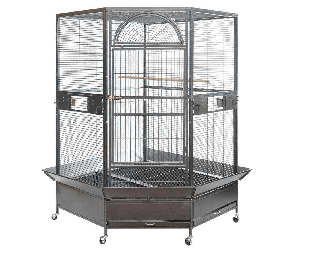 YES4PETS 185cm XXL Corner Bird Cage for parrots with perch and castor wheels, durable eco-friendly design.