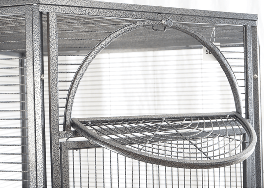 Detail of the YES4PETS XXL corner bird cage with a round perch design, suitable for pet birds.