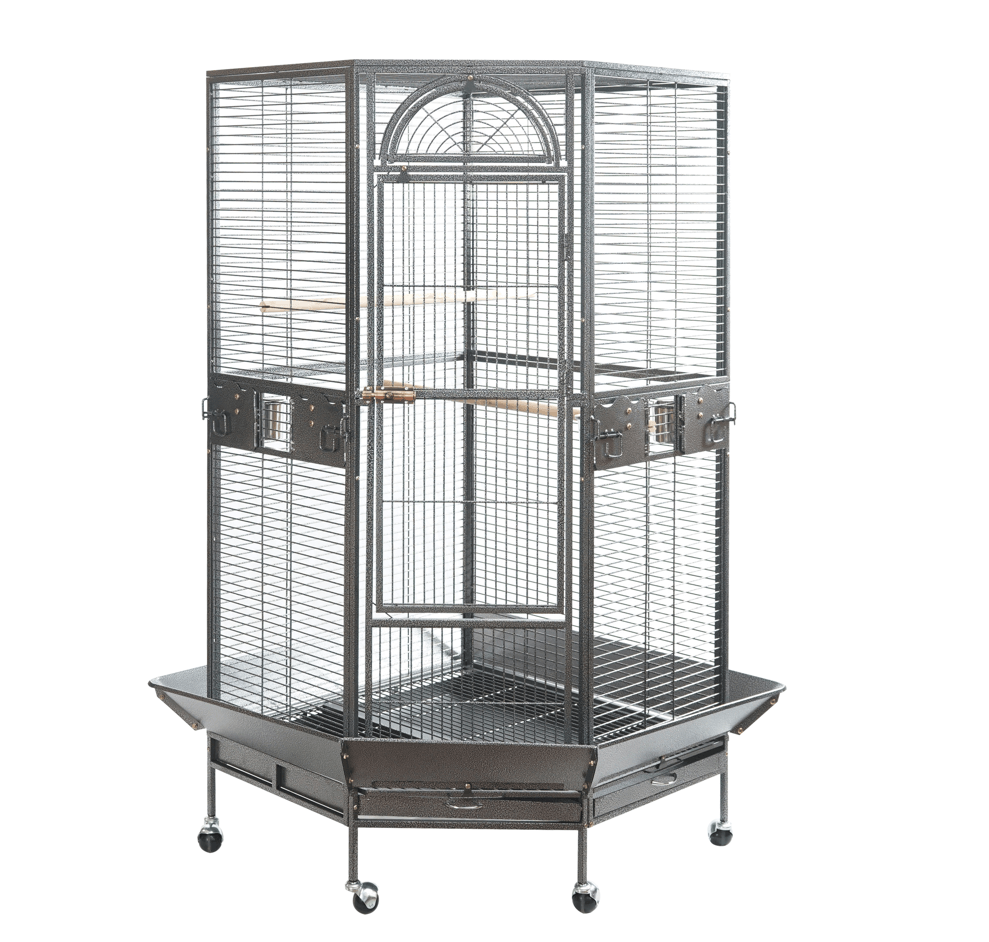 YES4PETS 161 cm XL corner bird cage with castor wheels and perches for pet parrots.