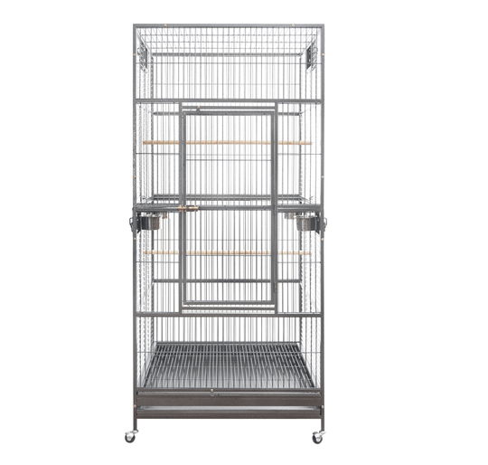 YES4PETS XXL Macaw Parrot Aviary Cage with wheels, durable wrought iron, eco-friendly design for birds and cats.