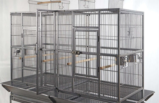 YES4PETS XL bird cage for parrots, featuring removable divider and lockable wheels, ideal for affordable and quality pet care.