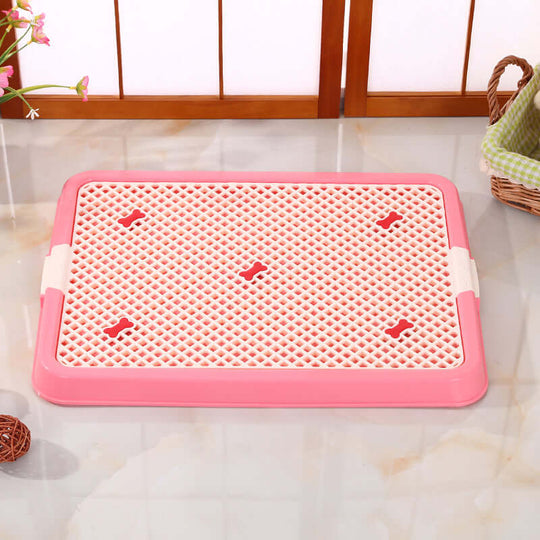 Affordable pink dog potty training tray mat, hygienic and reusable, perfect for pet owners.