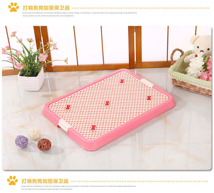 Portable dog potty training tray mat in pink, hygienic and reusable, ideal for puppies, quality DIY pet toilet solution.