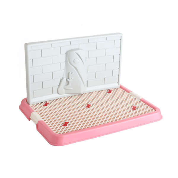 YES4PETS Small Portable Dog Potty Training Tray in pink with grid layer for easy waste removal and hygiene.