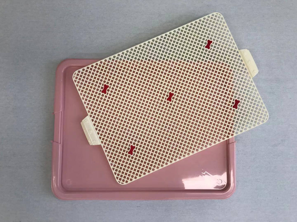 YES4PETS large portable dog potty training tray in pink with functional grid layer for easy cleaning.