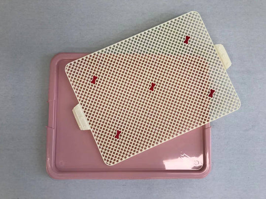 YES4PETS large portable dog potty training tray in pink with functional grid layer for hygienic pet care.