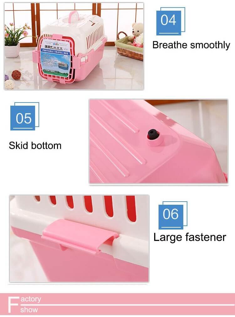 YES4PETS pink pet carrier features breathable design, skid bottom, and large fastener for easy transport and quality comfort.