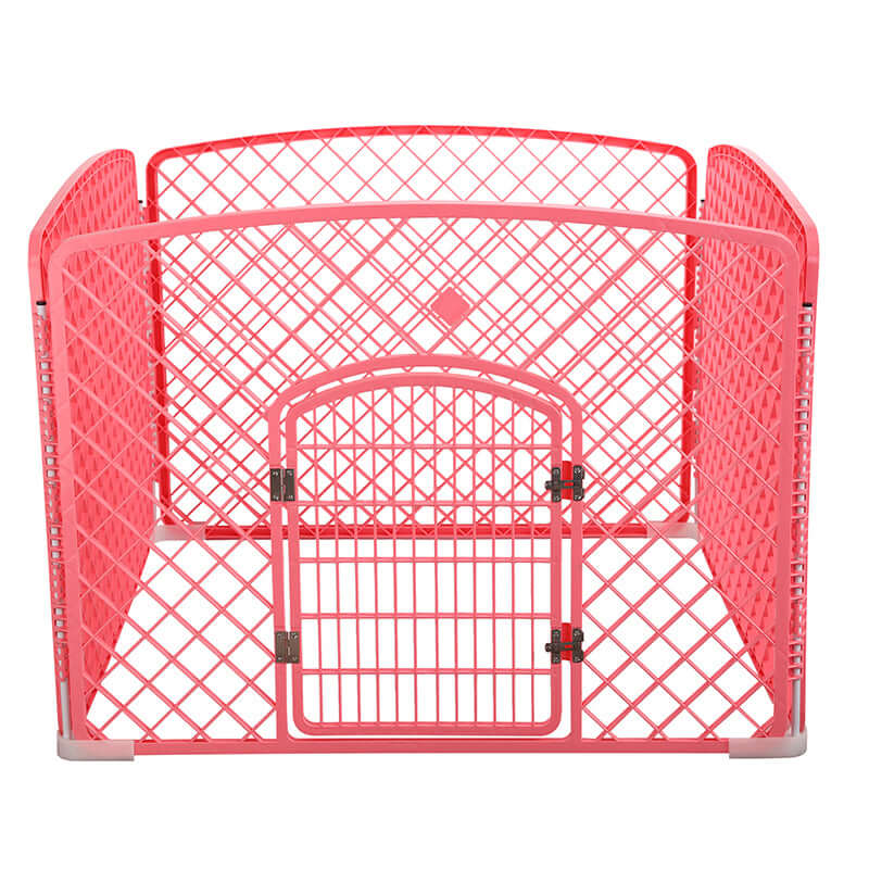 YES4PETS 4 Panel Pink Plastic Pet Pen with Gate, Affordable and Quality Dog Enclosure for Safe Pet Containment