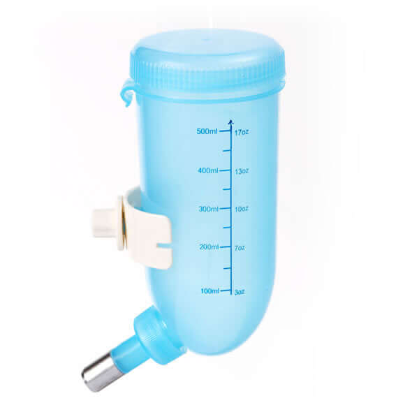 YES4PETS 500ml blue water bottle for small pets, convenient hanging drinking dispenser, durable and safe.