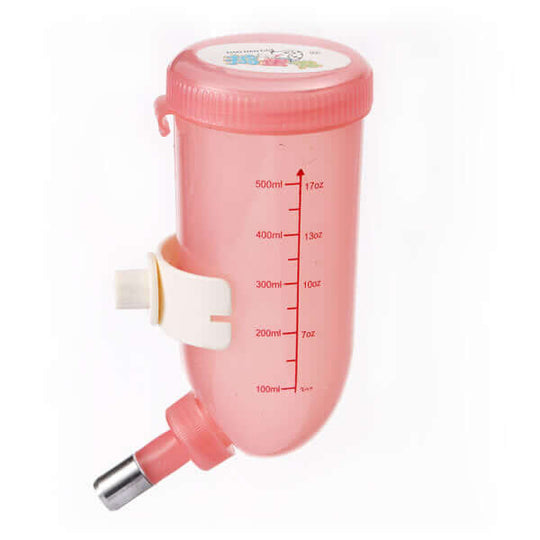 YES4PETS 500ml pink hanging water bottle for dogs, cats, hamsters, and rabbits, affordable and durable pet feeder.