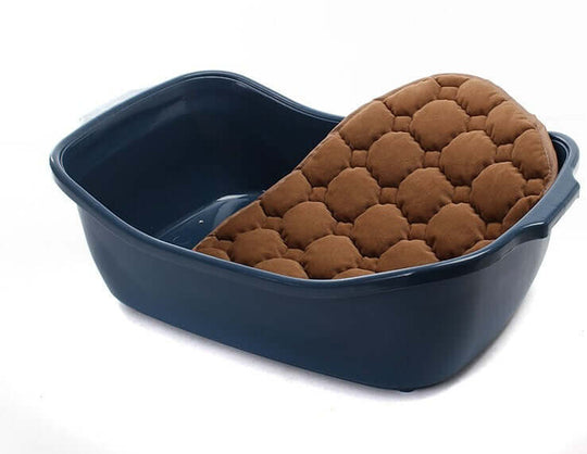 YES4PETS medium dog and cat bed with brown cushion inside a navy plastic tray, perfect for affordable pet comfort.