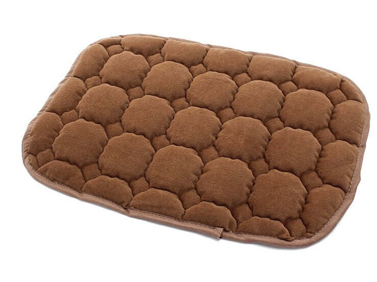 Soft brown pet mat with textured cushion design, ideal for dog or cat bedding and comfort.