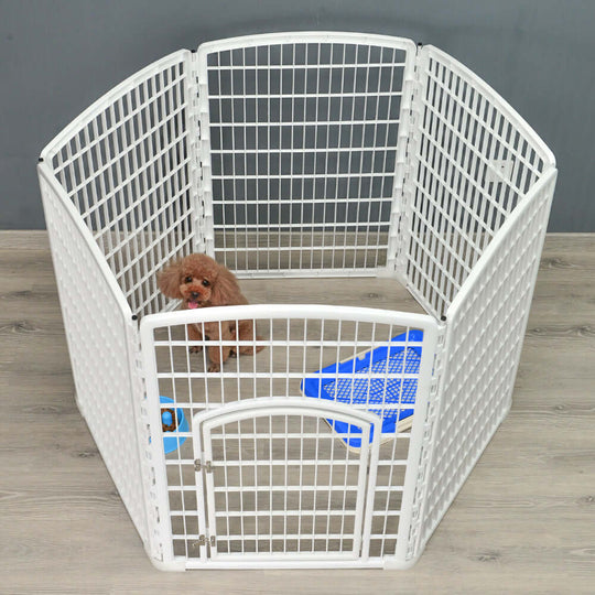 Affordable YES4PETS 6-panel pet pen with gate, ideal for indoor/outdoor use, keeping pets safe and secure.