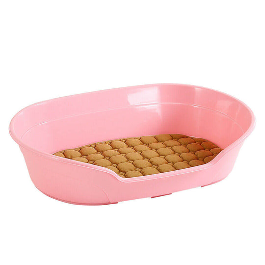 YES4PETS pink plastic pet bed with removable cushion, affordable and durable dog bedding.