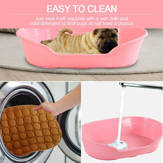 YES4PETS pink washable pet bed, easy to clean with removable anti-skid pad, ideal for dogs.