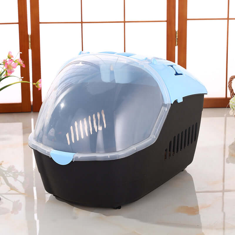 YES4PETS blue portable pet carrier for small dogs and cats, lightweight with ventilation slots, ergonomic design.