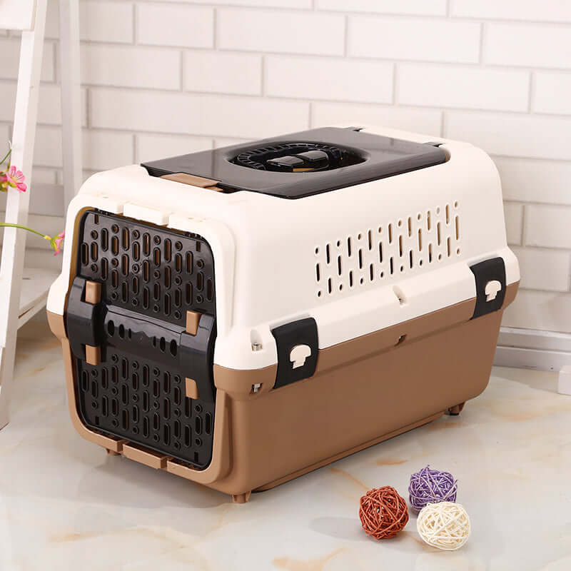 YES4PETS medium pet crate for dogs and cats, lightweight travel cage with tray and window, affordable quality.