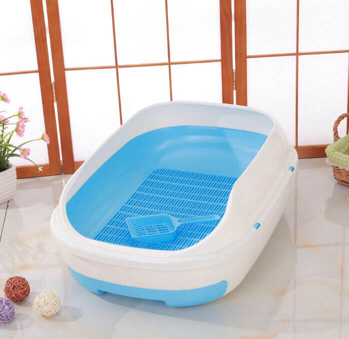 YES4PETS Large Portable Cat Toilet Litter Box Tray in Blue with Scoop and Grid for easy cleaning and waste removal.