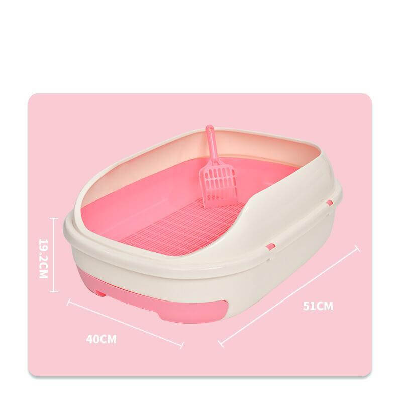 YES4PETS Medium Portable Cat Toilet Litter Box Tray in pink, featuring a scoop and grid for easy cleaning and mess prevention.