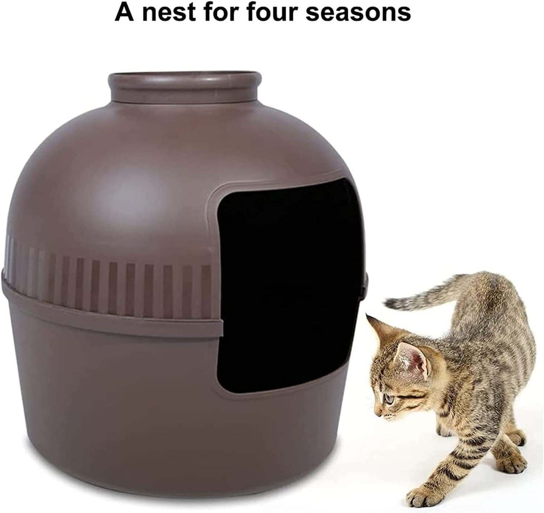 YES4PETS brown multifunctional cat litter box with semi-enclosed design, providing quality pet comfort and safety.