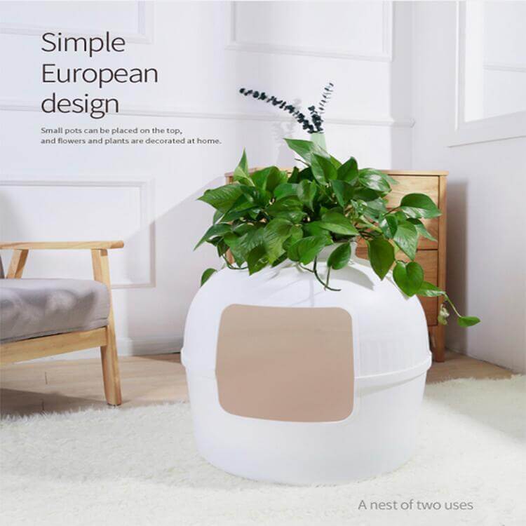 Multifunctional white cat litter box designed for plants, featuring a simple European design for dual use.