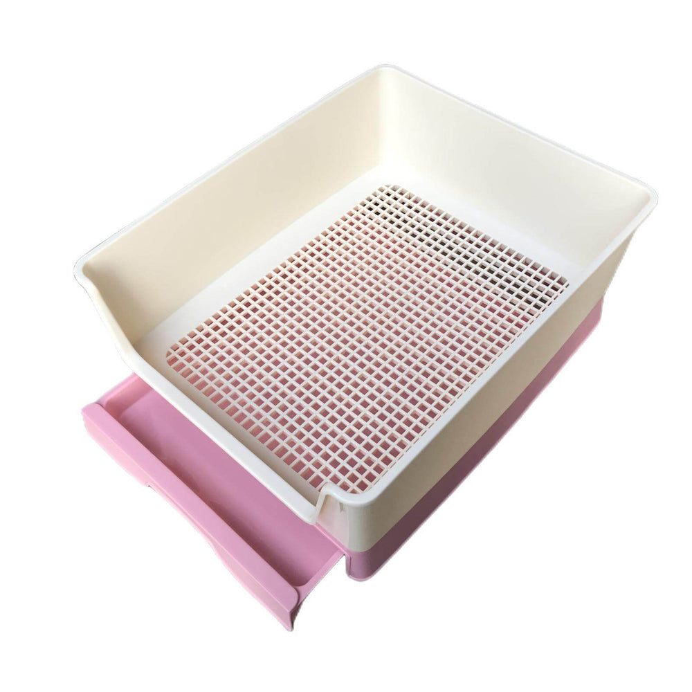 YES4PETS medium dog potty training tray in pink and white, hygienic design with a grid layer for easy waste removal.