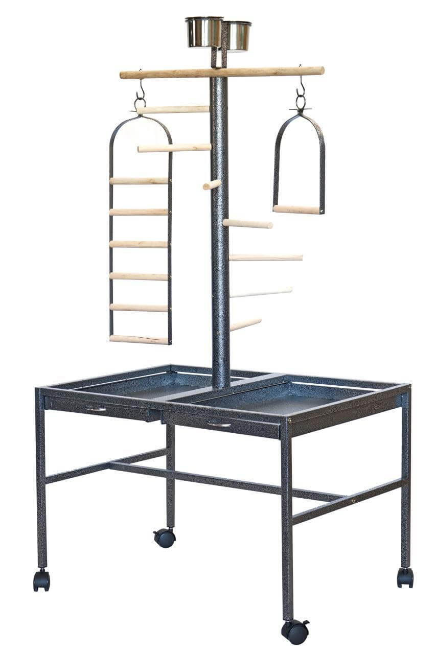 YES4PETS large bird parrot playpen gym on wheels, durable construction with removable tray and multiple perches.