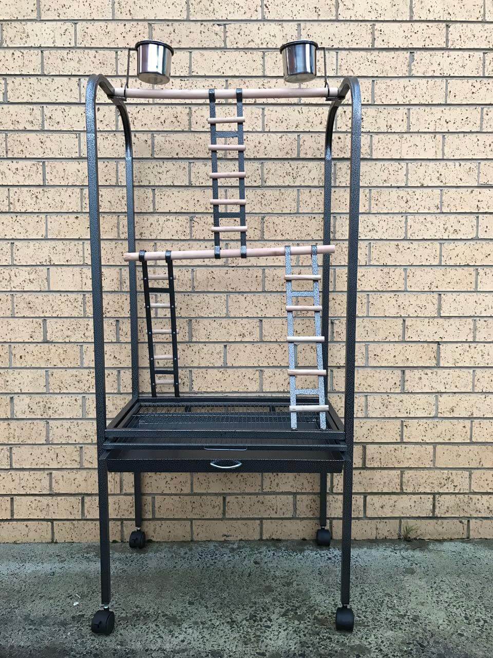 YES4PETS 140 CM Bird Play Stand Gym with ladders and seed cups for canaries and parrots.