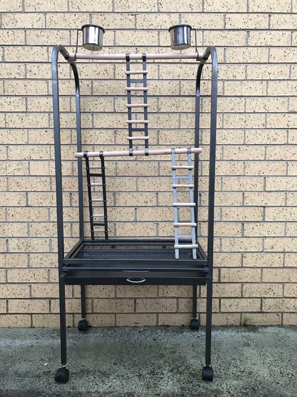 Affordable 140 CM Bird Play Stand Gym with ladders, perfect for parrots and canaries, featuring non-toxic materials and easy cleaning tray.