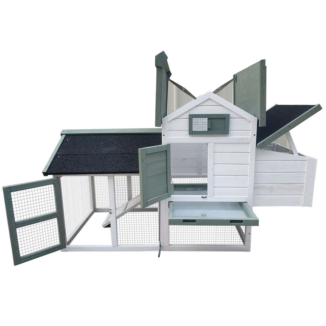 YES4PETS medium chicken coop and rabbit hutch with large nesting boxes and sliding door for safety.