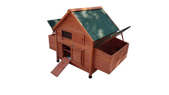 YES4PETS XL Chicken Coop Rabbit Hutch with green asphalt roof, suitable for up to 10 chickens, affordable quality DIY design.