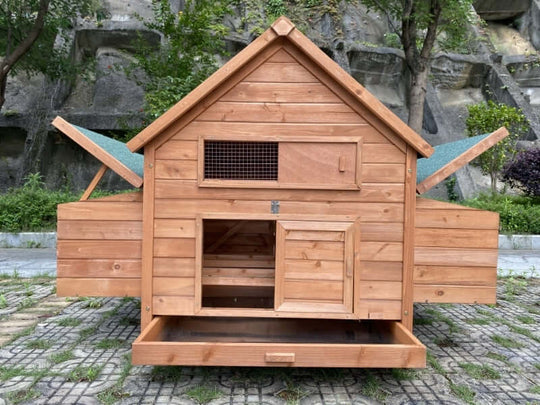 YES4PETS 6 M XXXL Chicken Coop Rabbit Hutch with run, natural wood finish, spacious design for small animals.