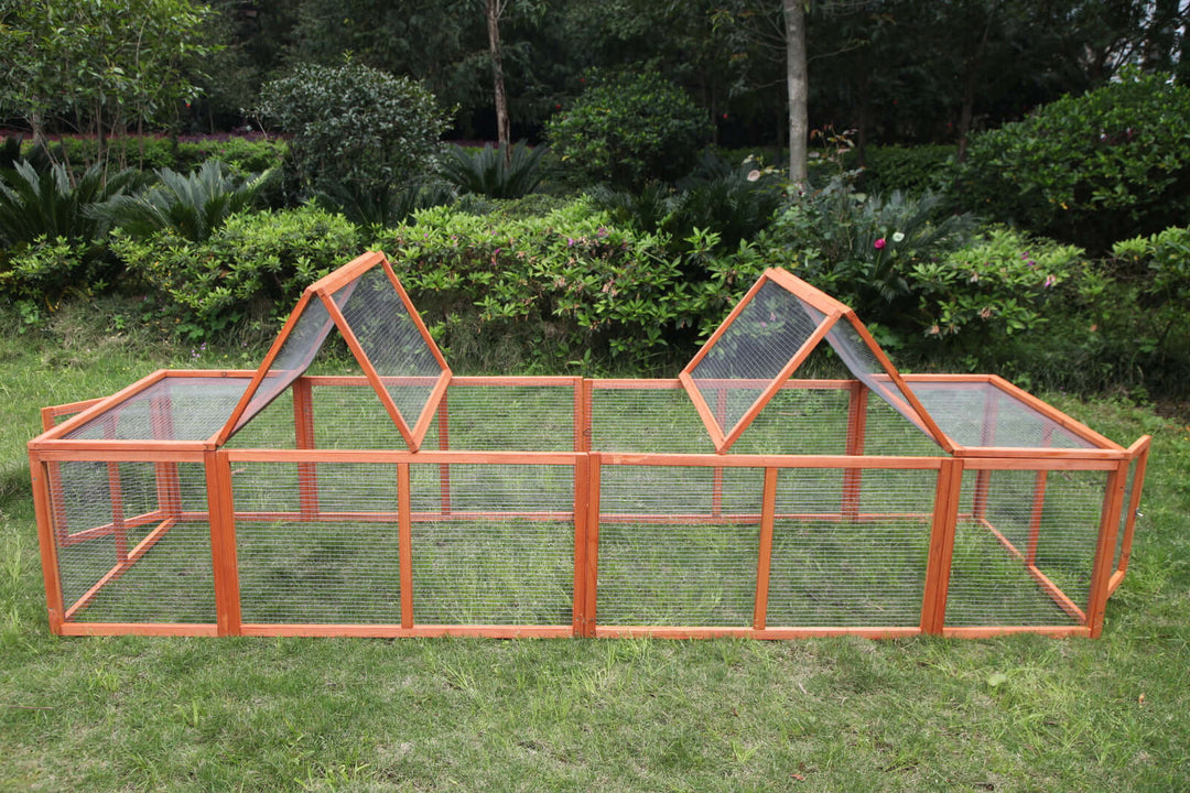 YES4PETS 290 cm XL Chicken Coop Run with mesh and wooden frame for rabbits and guinea pigs in outdoor setting.