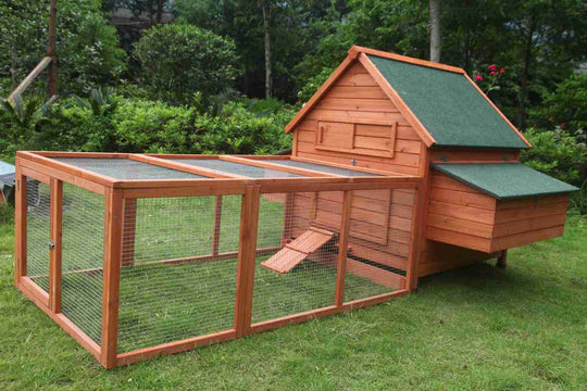 XL Chicken Coop Rabbit Hutch with Run in Natural Fir for Chickens, Rabbits, and Ferrets, Affordable Quality Pet House