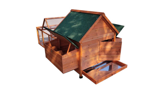 YES4PETS XL Chicken Coop and Rabbit Hutch, natural wood design, spacious outdoor run for small pets.