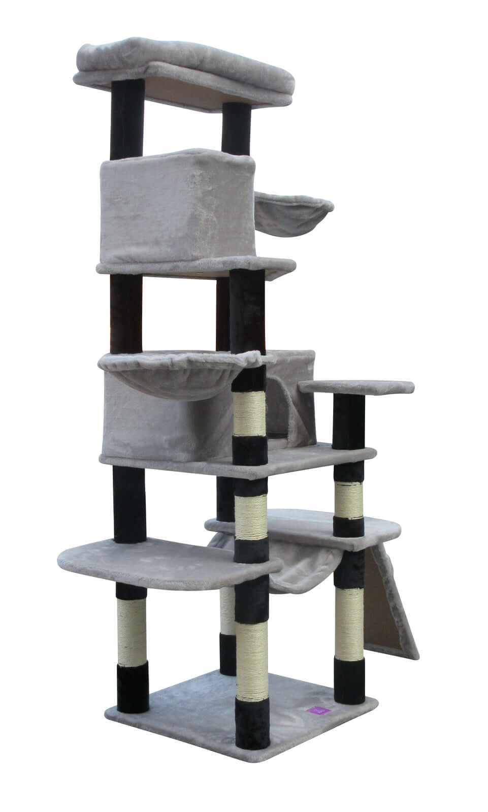 YES4PETS 161 cm cat scratching post tree in grey, featuring multiple platforms, sisal poles, and plush surfaces for comfort and fun.