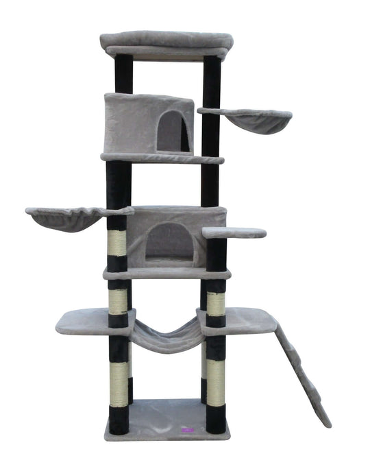 Affordable YES4PETS 161 cm Cat Scratching Post Tree with plush surfaces and natural sisal poles in grey.