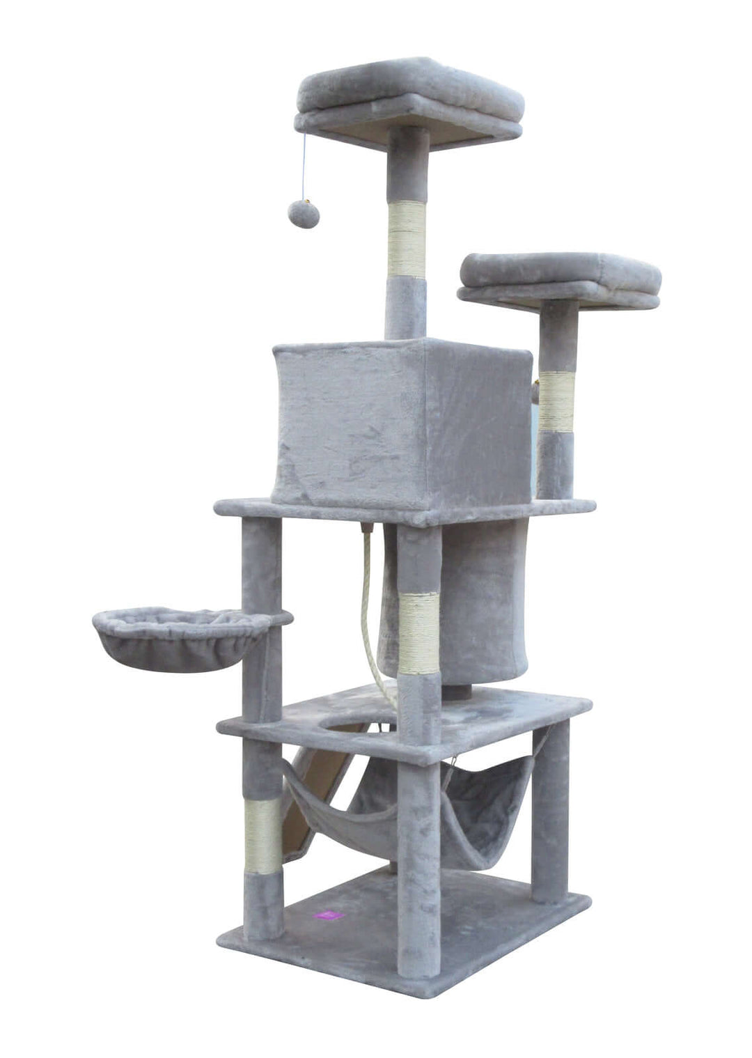 Affordable YES4PETS large cat scratching post tree with plush coverings and multiple platforms for climbing and resting.