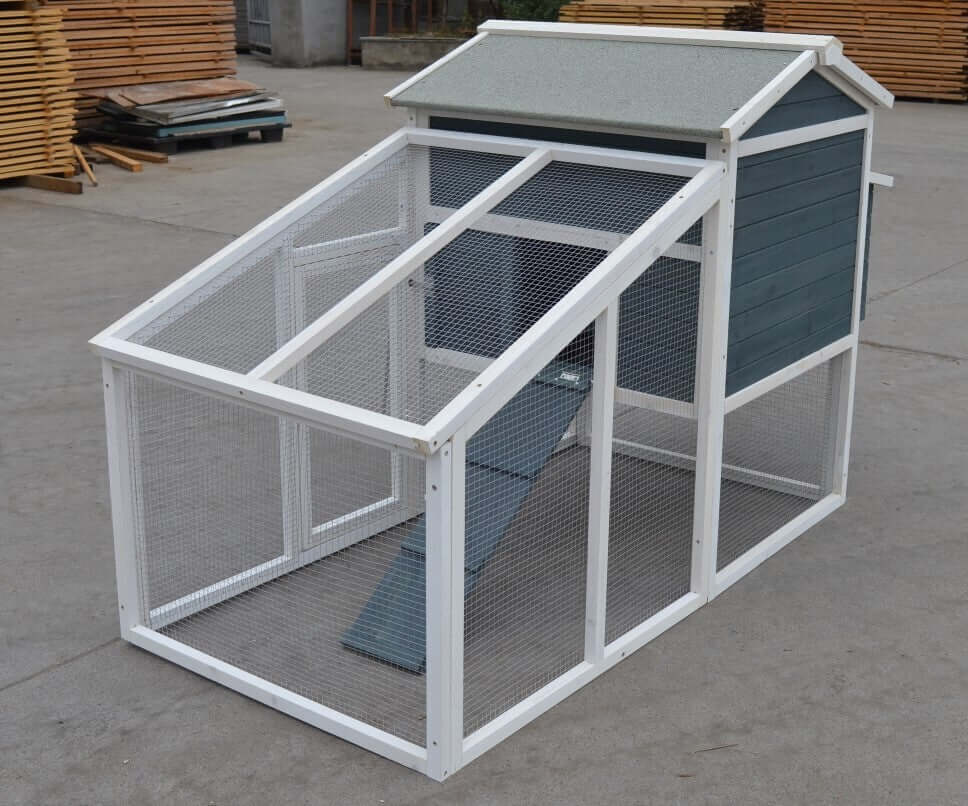 Large chicken coop with mesh wire, perfect for rabbits, guinea pigs, and ferrets. Durable, affordable DIY pet housing.