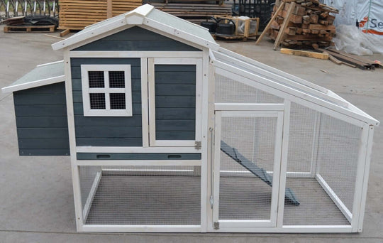 Large chicken coop and rabbit hutch made of solid wood with mesh, suitable for multiple pets, affordable and quality design.