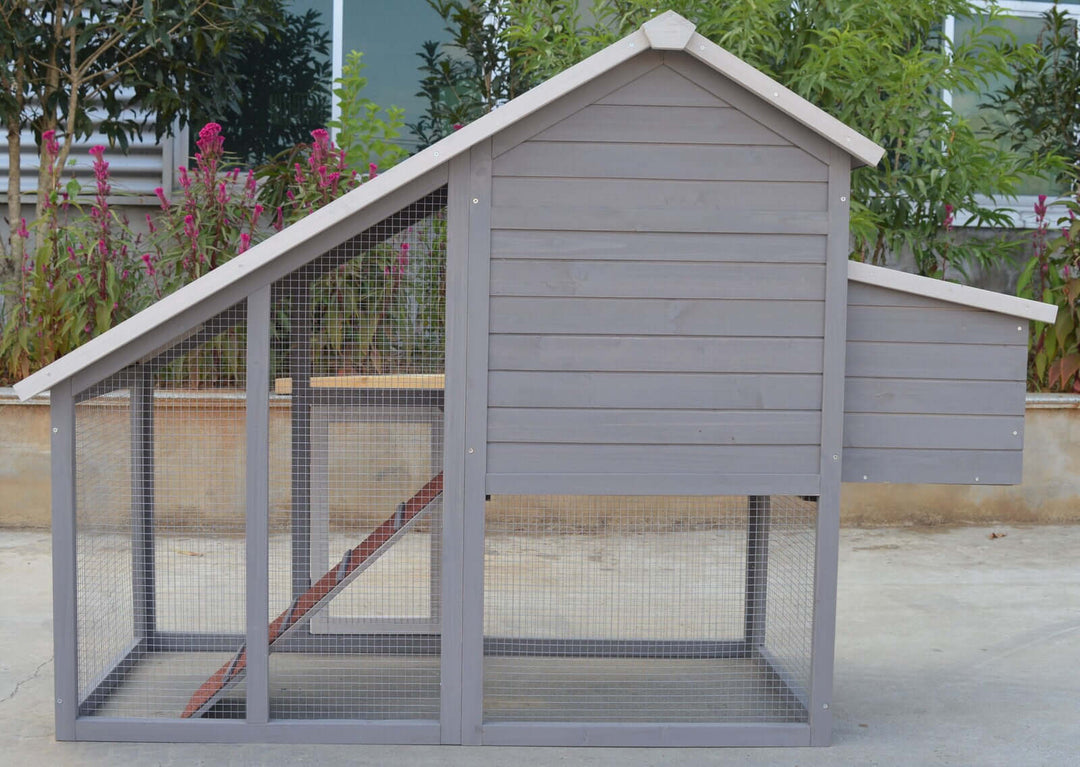 YES4PETS grey large chicken coop rabbit hutch ideal for pets like chickens, rabbits, and guinea pigs outdoors.