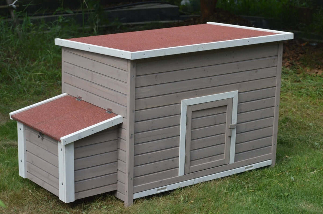 YES4PETS XL Chicken Coop Rabbit Hutch in grey with asphalt roof for chickens and small pets.