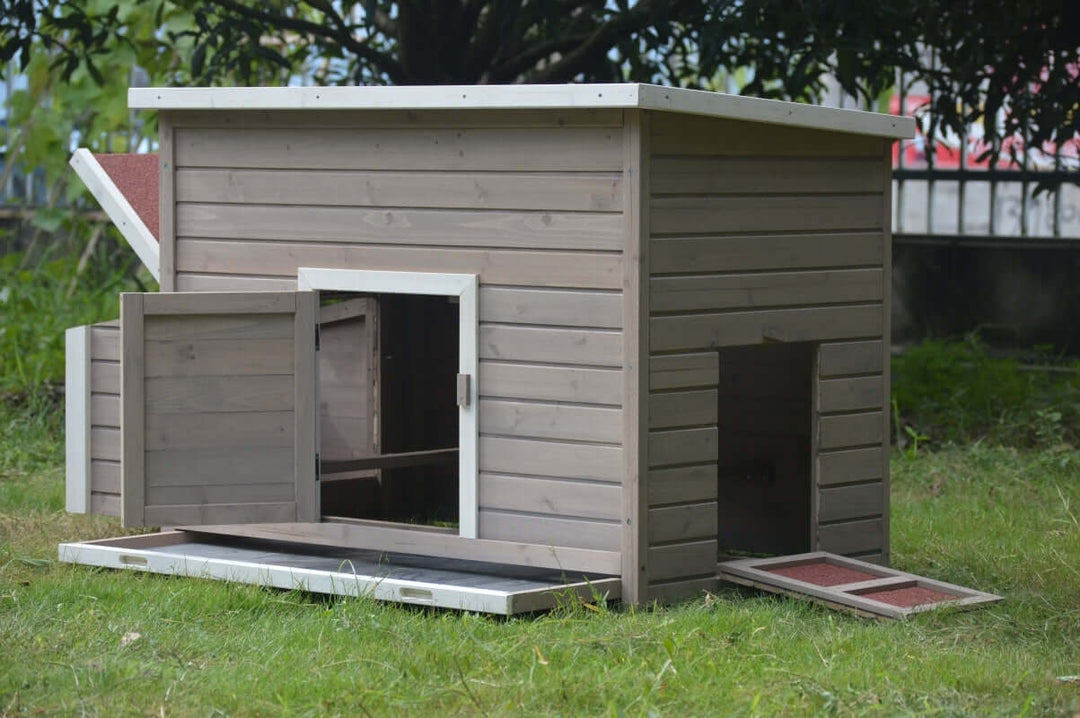 YES4PETS XL Chicken Coop Rabbit Hutch in grey color, suitable for multiple pets, features easy-clean design and spacious layout.