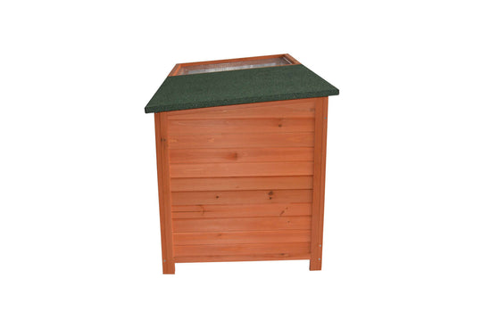 Natural fir chicken coop with sloped roof, designed for small animals, durable and easy to access.