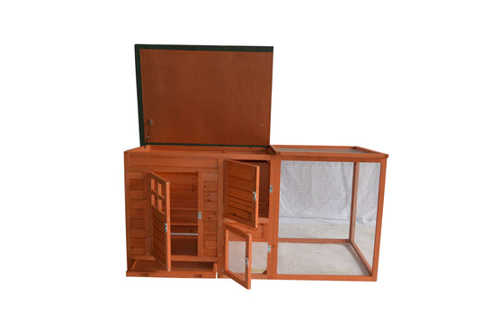 YES4PETS Large Chicken Coop Rabbit Hutch made from solid fir wood, featuring easy-access doors and waterproof design.