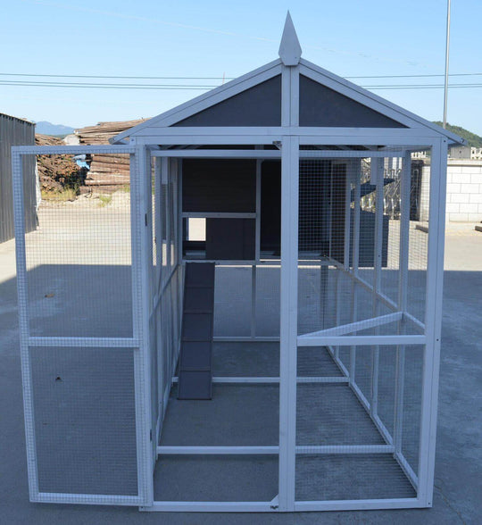 YES4PETS Grey XXL Chicken Coop with spacious interior and ramp for easy access, ideal for various pets.