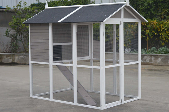 YES4PETS Grey XL Chicken Coop for rabbits and guinea pigs, featuring a secure design and spacious interior.