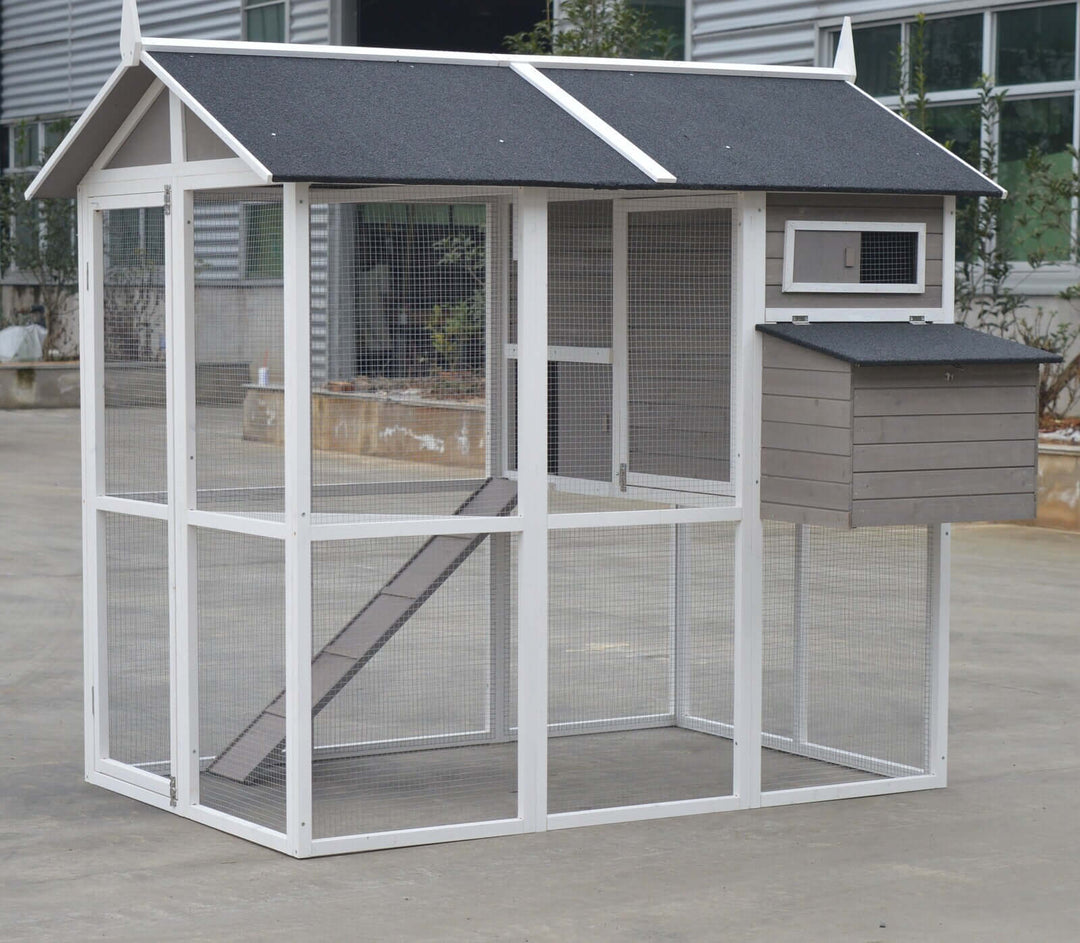 YES4PETS Grey XL Chicken Coop for rabbits, guinea pigs, and hens, affordable, quality pet housing solution.